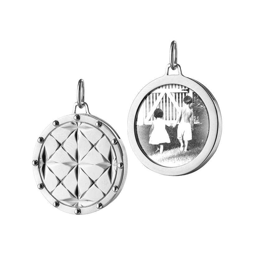 Sterling Silver Round Mosaic Half Locket