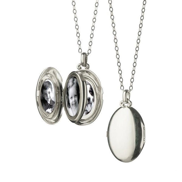 Vintage sterling silver genuine diamond oval locket hot necklace