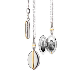 Sterling Silver and 18K Yellow Gold Oval Locket Necklace