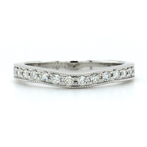 18K White Gold Small Curve Milgrain Diamond Band