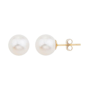 14K Yellow Gold Pearl Stud Earrings